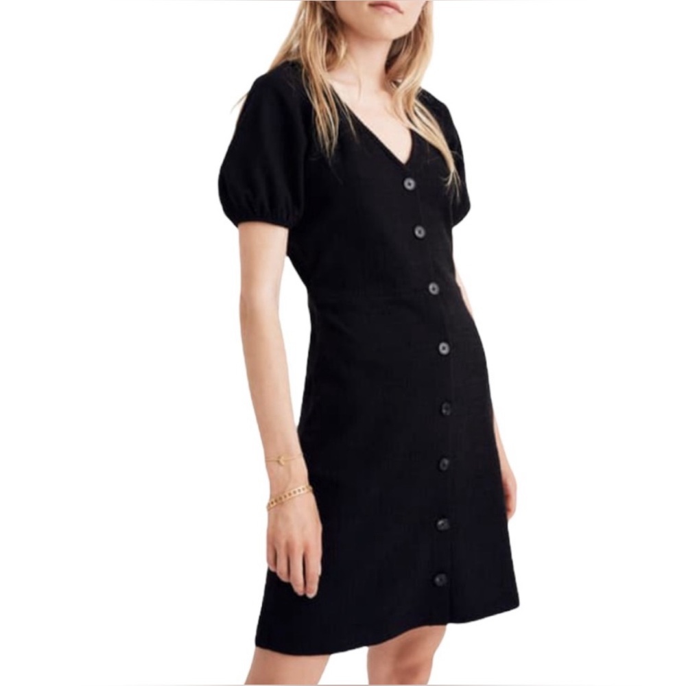 Madewell “Texture and Thread” linen mix black summer dress
